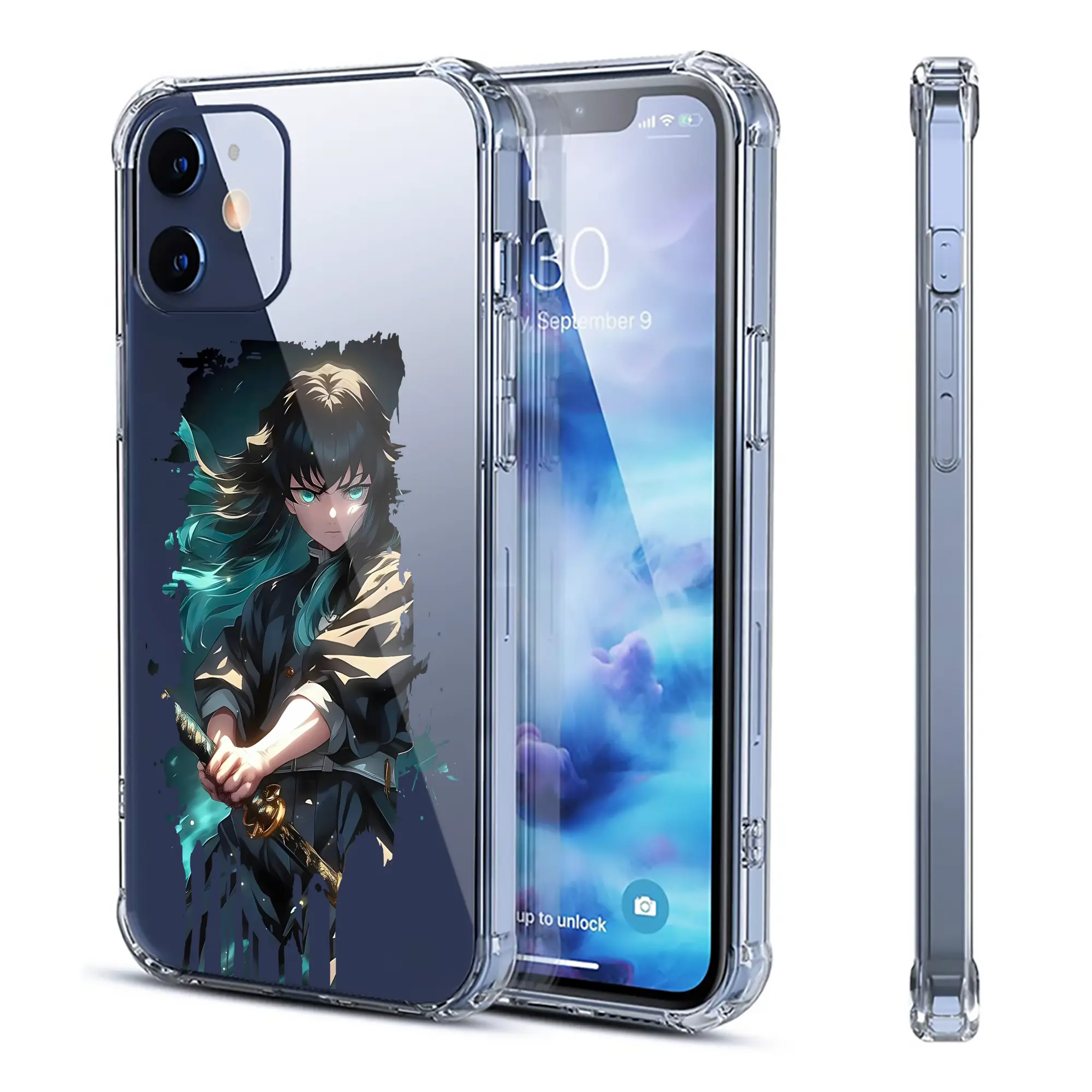 鬼滅の刃 グッズ,時透 無一郎 - IPhone 12シリーズ対応 ・ 透明スマホケース ・ クリアソフトケース ・ TPU素材 ・ 耐衝撃 ・ 高密着 ・ 防汚 防指紋 ・ 簡単着脱